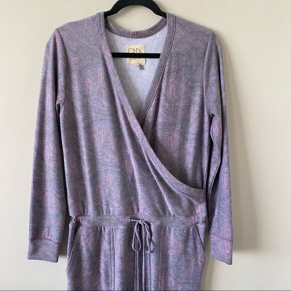 Nwot-Chaser-Purple Paisley Cozy Knit Jumpsuit - Picture 5 of 15
